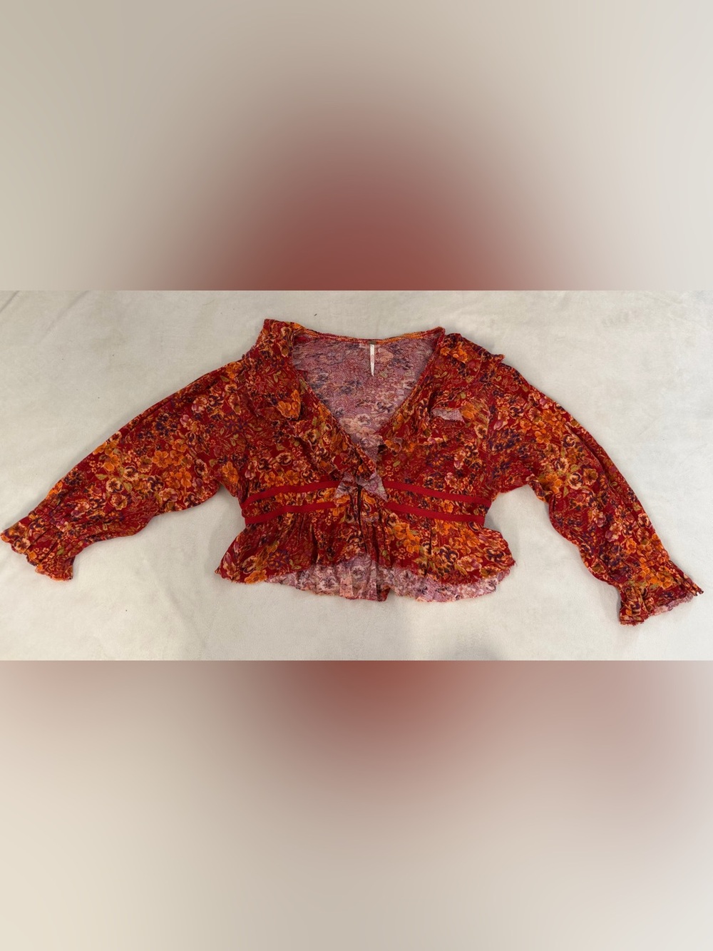 Free People Rudi Ruffle Top sz m - Picture 4 of 8